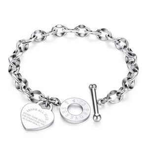 ✨ heart charm silver tone bracelet​​